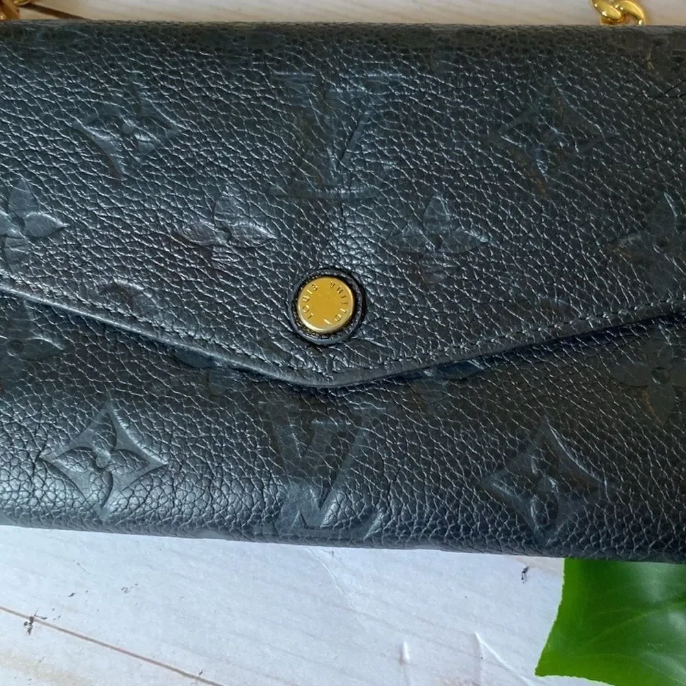 Louis Vuitton Black Crossbody Wallet with Gold Chain